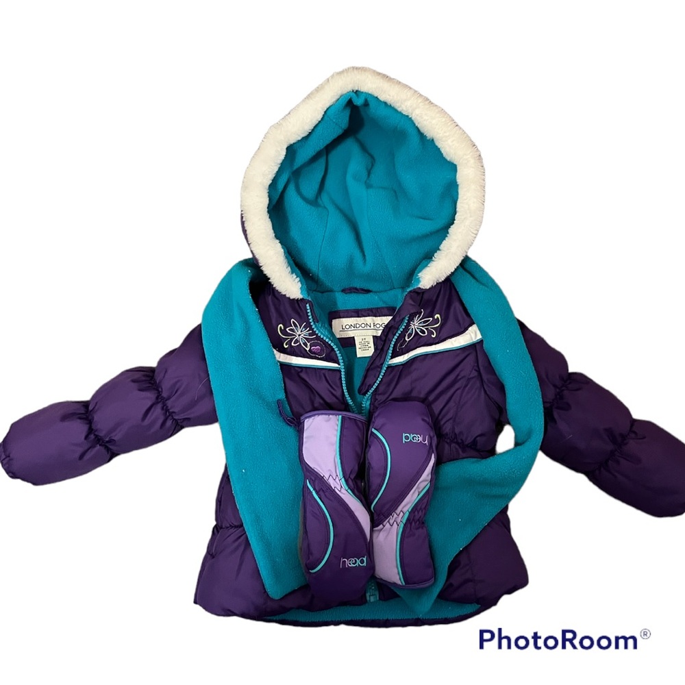 Adorable London Fog Winter Coat and Head mittens